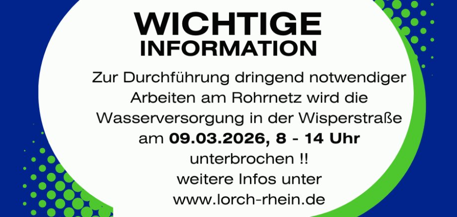 Stadt Lorch am Rhein - Wichtige Information Wasser Wisperstraße - 1